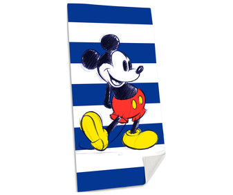 Toalla de playa infantil tejido velour, diseño Mickey Mouse con rayas Navy, 70x140cm., DISNEY. Toalla de playa infantil tejido velour, diseño Mickey Mouse con rayas Navy, 70x140cm., DISNEY.