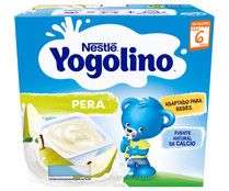 Postre lácteo de pera, adaptado para bebés a partir de 6 meses YOGOLINO de Neslté 4 x 100 g.