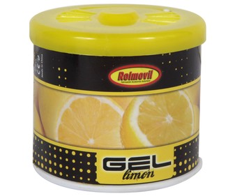 Ambientador en gel para coche, en envase de lata con dosificador y con olor a limón ROLMÓVIL. Ambientador en gel para coche, en envase de lata con dosificador y con olor a limón ROLMÓVIL.