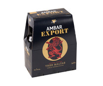Cervezas  AMBAR EXPORT pack de 6 botellines de 25 centilitros