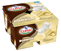 Crema bombón de chocolate blanco elaborada con leche gallega 100% CLESA Selección 4 x 125 g.