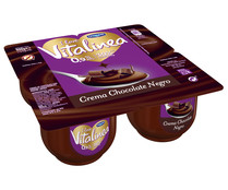 Crema de chocolate negro, con solo 0.9% de materia grasa y sin gluten VITALINEA de Danone 4 x 120 g.