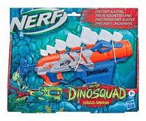 Lanzador Stego-Smash con 5 dardos incluidos, Dinosquad NERF.