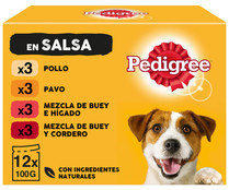 Comida húmeda para perro PEDIGREE, pack 12 x 100 g.