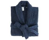 Albornoz para adulto color azul marino, 100% algodón, 380g/m², talla L ACTUEL.