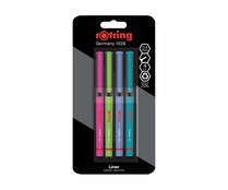 Set de 4 rotuladores surtidos, grosor de 0,4 mm, ROTRING Fine Liner Fun.