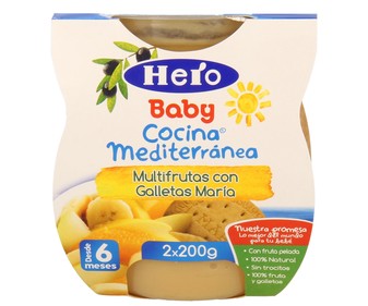 Tarrito de fruta con galletas maría y recomendado a partir de 6 meses HERO BABY 2 x 200 g. Tarrito de fruta con galletas maría y recomendado a partir de 6 meses HERO BABY 2 x 200 g.