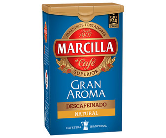 Café molido descafeinado de tueste natural MARCILLA 200 gr, Café molido descafeinado de tueste natural MARCILLA 200 gr,