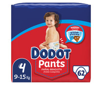 Pants (braguitas) de aprendizaje talla 4 para niños de 9 a 15 kilogramos DODOT Pants 62 uds.