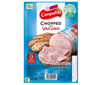 Chopped con vacuno cortado en lonchas, especiales para el bocadillo CAMPOFRÍO 105 g.