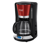 Cafetera de goteo RUSSELL HOBBS Colours Plus+ Flame 24031-56, capacidad 1,25l, programable, pantalla LCD, mantiene caliente.