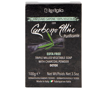 Pastilla de jabón para tocador con carbón activo purificante ITERITALIA 100 g.