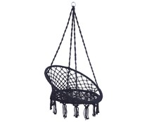 Silla colgante de cuerda y acero color negro, 80x120cm. GARDEN STAR ALCAMPO.
