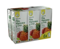Zumo de piña, manzana y uva PRODUCTO ECONÓMICO ALCAMPO pack de 6 uds x 20 cl.