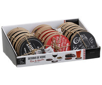 Set de 4 posavasos color rojo o negro, BISTROT.