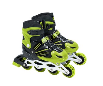 Patines en línea ajustables de la talla 35 a la 38, color negro y verde, RYDER. Patines en línea ajustables de la talla 35 a la 38, color negro y verde, RYDER.