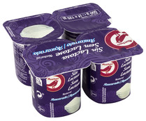 Yogur natural azucarado sin lactosa PRODUCTO ALCAMPO 4 x 125 g.