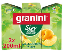 Néctar de melocontón y uva sin edulcorantes ni azúcares añadidos GRANINI pack 3 x 20 cl.