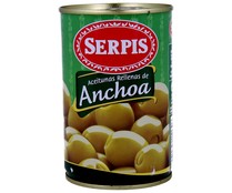 Aceitunas verdes rellenas de anchoa SERPIS lata de 130 g.