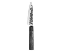 Cuchillo de verduras con hoja lisa decorada de 13,5cm. y mango de madera, Osaka 3 CLAVELES.
