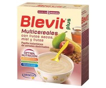 Papilla instantánea multicereales, con frutos secos, miel y frutas, para bebés a partir de 6 meses BLEVIT Plus 600 g.