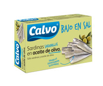 Sardinillas en aceite de oliva con contenido reducido en sal CALVO 60 g.
