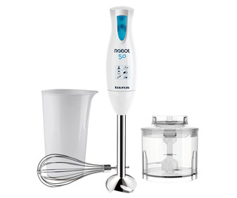 Batidora de mano TAURUS ROBOT 500 Plus, 500W, incluye vaso, varilla emulsionadora y picador.