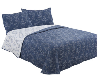 Colcha boutí color azul con diseño ramas para cama doble, 100% microfibra, 240x270cm., TEXTIL HOGAR. Colcha boutí color azul con diseño ramas para cama doble, 100% microfibra, 240x270cm., TEXTIL HOGAR.