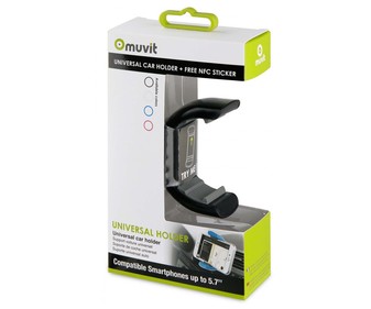 Soporte de coche para teléfono móvil MUVIT, rotativo 360, hasta 6,3".