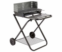 Barbacoa de carbón plegable con ruedas, 58,5x70x82cm. GARDEN STAR ALCAMPO.
