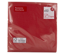 Servilletas doble capa de 40x40 en color rojo ACTUEL 50 uds.