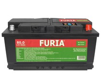Batería de coche 80Ah, arranque 740A, 12v, L: 31,5cm, A: 17,5cm, H: 17,5cm, FURIA.