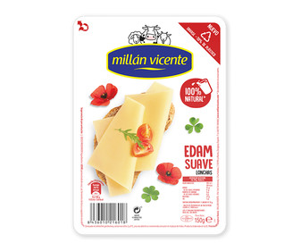 Queso Edam suave en lonchas MILLÁN VICENTE 150g. Queso Edam suave en lonchas MILLÁN VICENTE 150g.