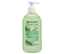 Gel limpiador botánico purificante, con hoja de té verde, para pieles grasas GARNIER Skin active 200 ml.