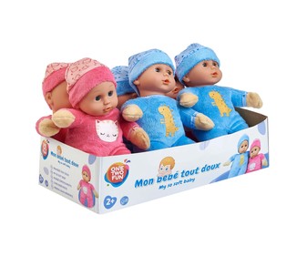 Muñeco bebé 30cm con cuerpo blandito, color rosa o azul surtido, ONE TWO FUN ALCAMPO. Muñeco bebé 30cm con cuerpo blandito, color rosa o azul surtido, ONE TWO FUN ALCAMPO.