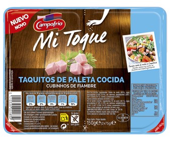 Paleta cocida, sin gluten y cortada en taquitos CAMPOFRÍO Mi toque 2 x 75 g. Paleta cocida, sin gluten y cortada en taquitos CAMPOFRÍO Mi toque 2 x 75 g.