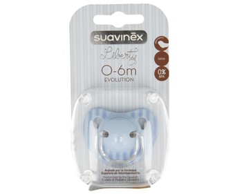 Chupete de latex color azul para bebes de 0 a 6 meses SUAVINEX. Chupete de latex color azul para bebes de 0 a 6 meses SUAVINEX.