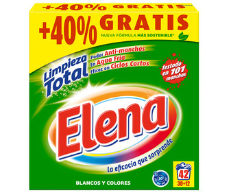 Detergente en polvo, limpieza total  ELENA 42 lav 2,604 kg.