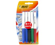 Rotuladores Borrables para Pizarra Blanca Velleda Grip Medium BIC Blister 4+1 Unidades