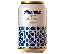 Cerveza sin alcohol ALHAMBRA SIN LAGER SINGULAR lata de 33 centilitros