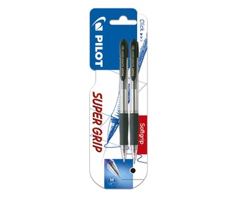 2 bolígrafos roller, grip suave, punta media, grosor 1mm, color negro PILOT Super grip. 2 bolígrafos roller, grip suave, punta media, grosor 1mm, color negro PILOT Super grip.