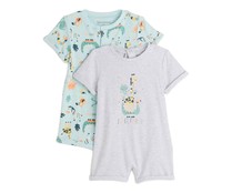 Lote de 2 pijamas pelele de algodón para bebé INEXTENSO, talla 92.