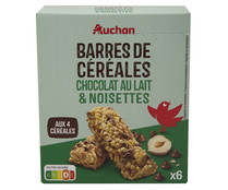 Barrita de cereales, con chocolate y avenllanas PRODUCTO ALCAMPO CROUSTY  6 uds. x 21 g.