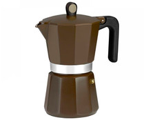 Cafetera 6 tazas apta para inducción, color marrón, New Cream MONIX.