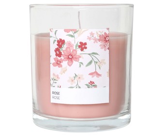 Vela en vaso perfumada aroma rosas, tamaño L, ACTUEL. Vela en vaso perfumada aroma rosas, tamaño L, ACTUEL.