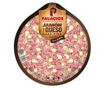 Pizza de jamón y queso, con masa fina y crujiente PALACIOS 405 g.