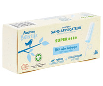 Tampones sin aplicador Super ALCAMPO ECOLÓGICO Medio Ambiente 16 uds.