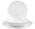 Vajilla de porcelana compuesta por 18 piezas redondas de color blanco, Valzer HOME.