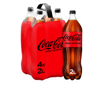 Refresco de cola Zero azúcar COCA COLA pack 4 botellas de 2 l.