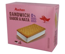 Sandwich relleno de helado de nata, sin azucares añadidos PRODUCTO ALCAMPO 6 X 100 ml.